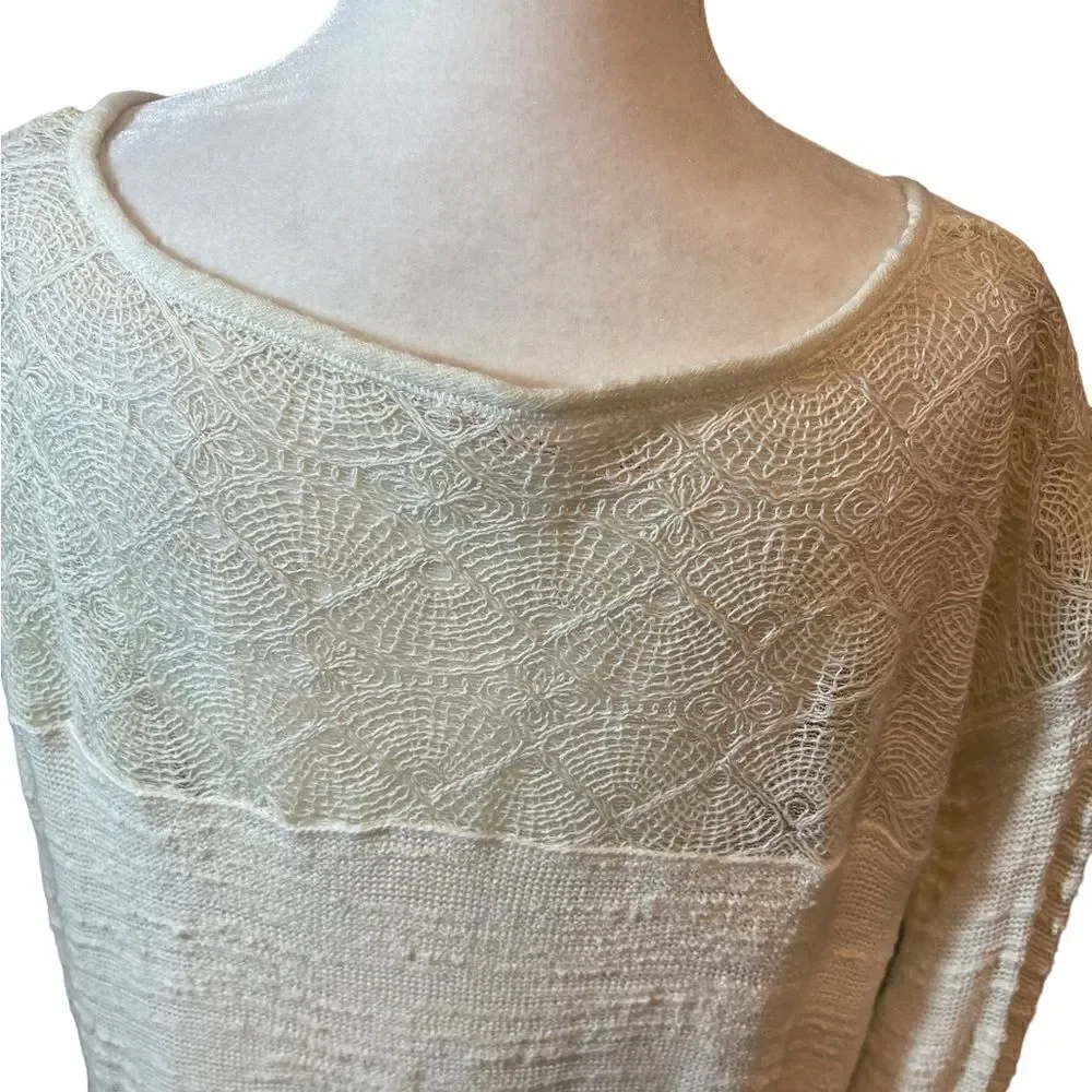 FREE PEOPLE Kristobel Ruffled Sweater, Cream, size Medium